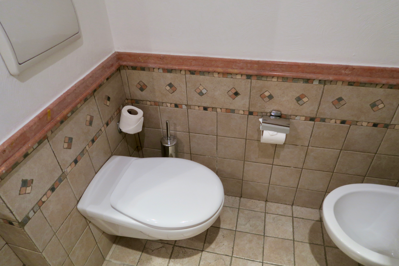 a toilet and a toilet in a bathroom