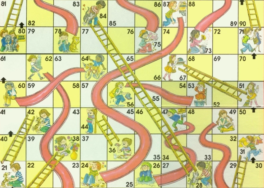 a game board with ladders and ladders
