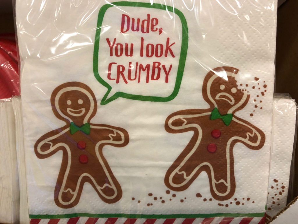 a napkin with gingerbread men on it
