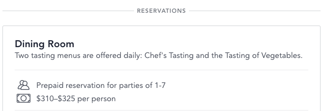 a screenshot of a restaurant reservation