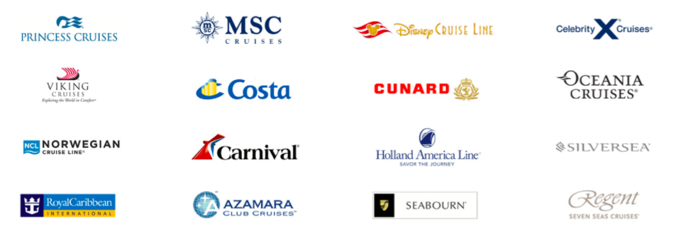 a group of logos of cruise ships